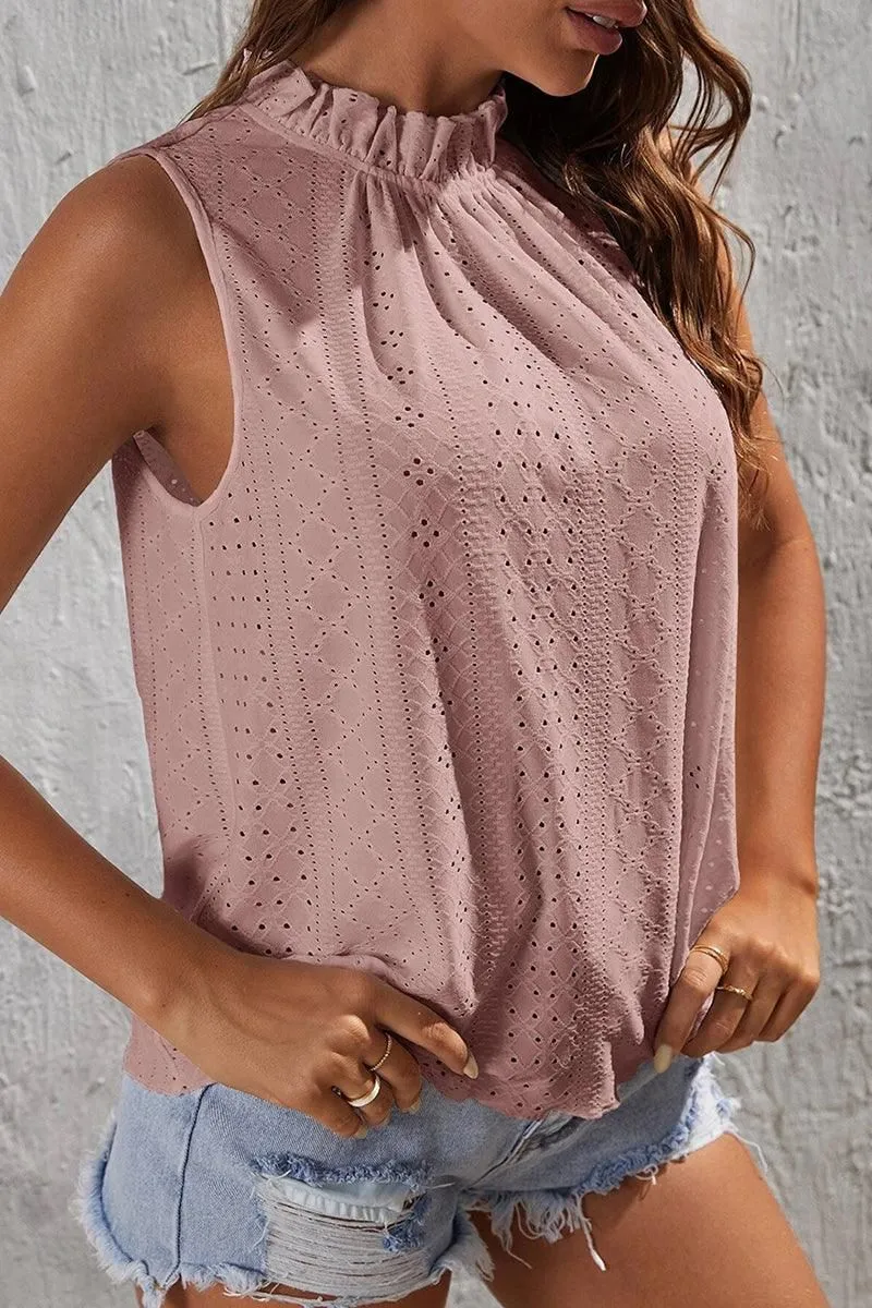 TIED HALTER NECK PUNCHING TOP LowProfileDesign No Iron Fabric