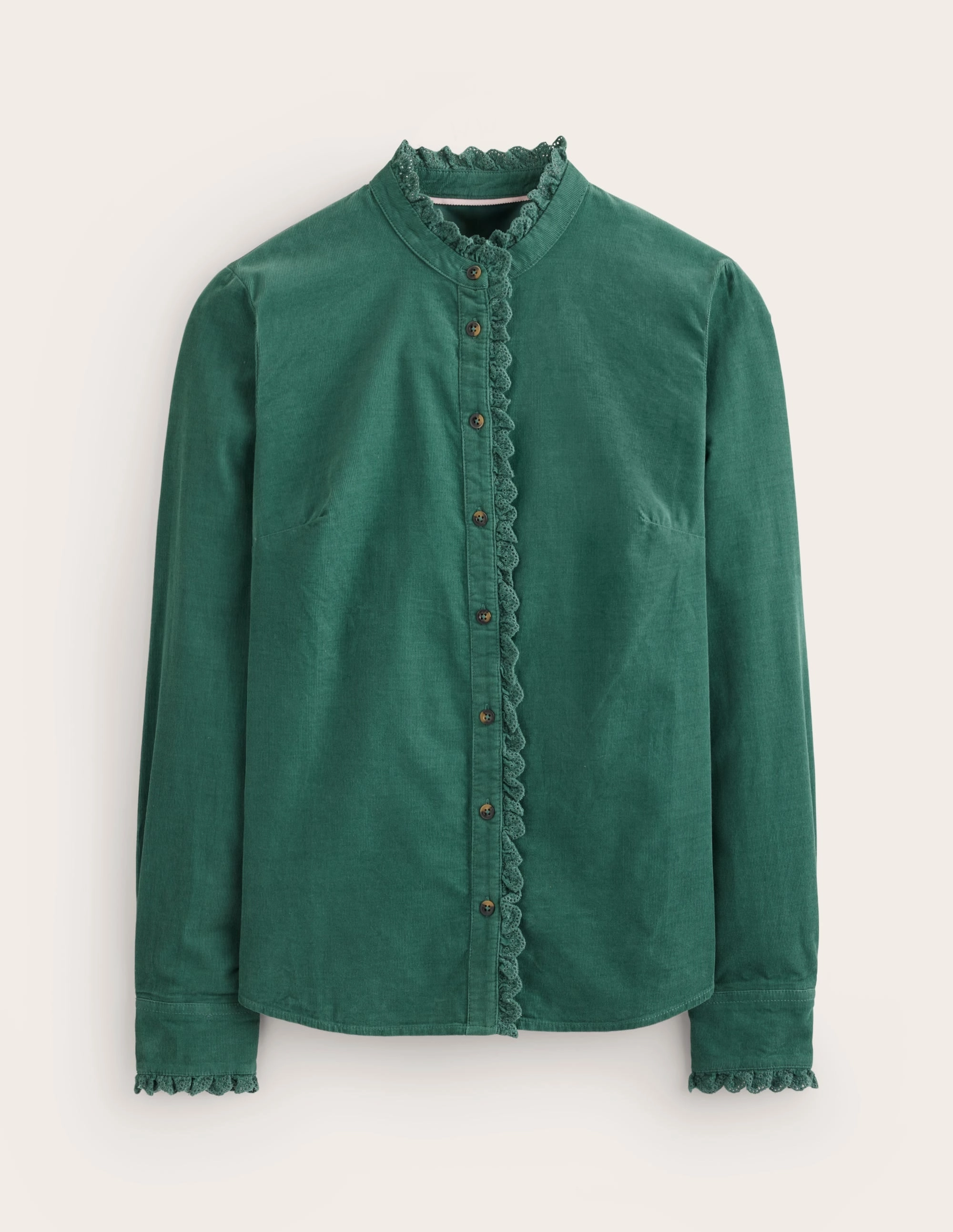 Phoebe Cord Shirt-Spruce Green Simple Cut Sustainable Manufacturing