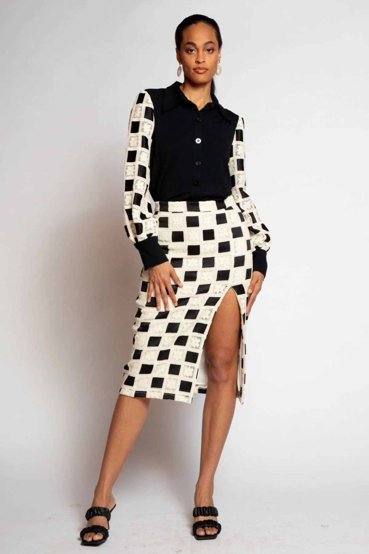 Pull On Style Silk Touch Diana Skirt - Checkmate