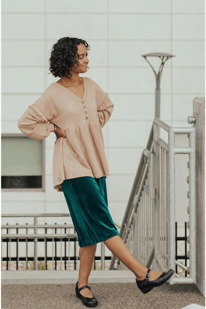 Faux Leather Carrie Stretch Velvet Skirt Peacock