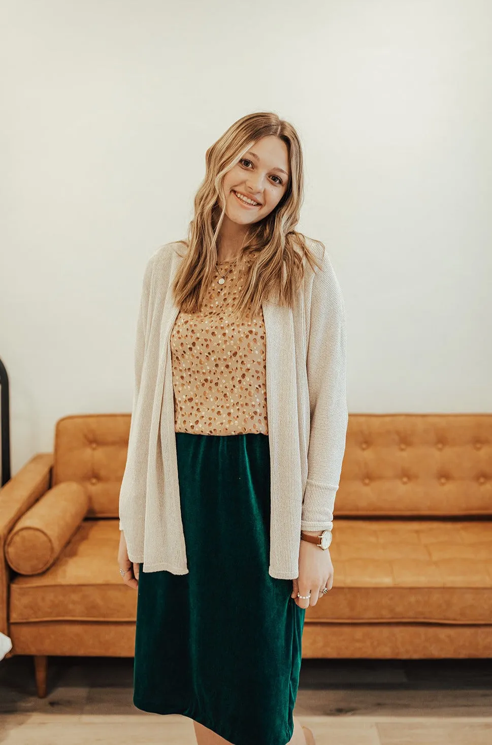 Mix Texture Carrie Stretch Velvet Skirt Peacock