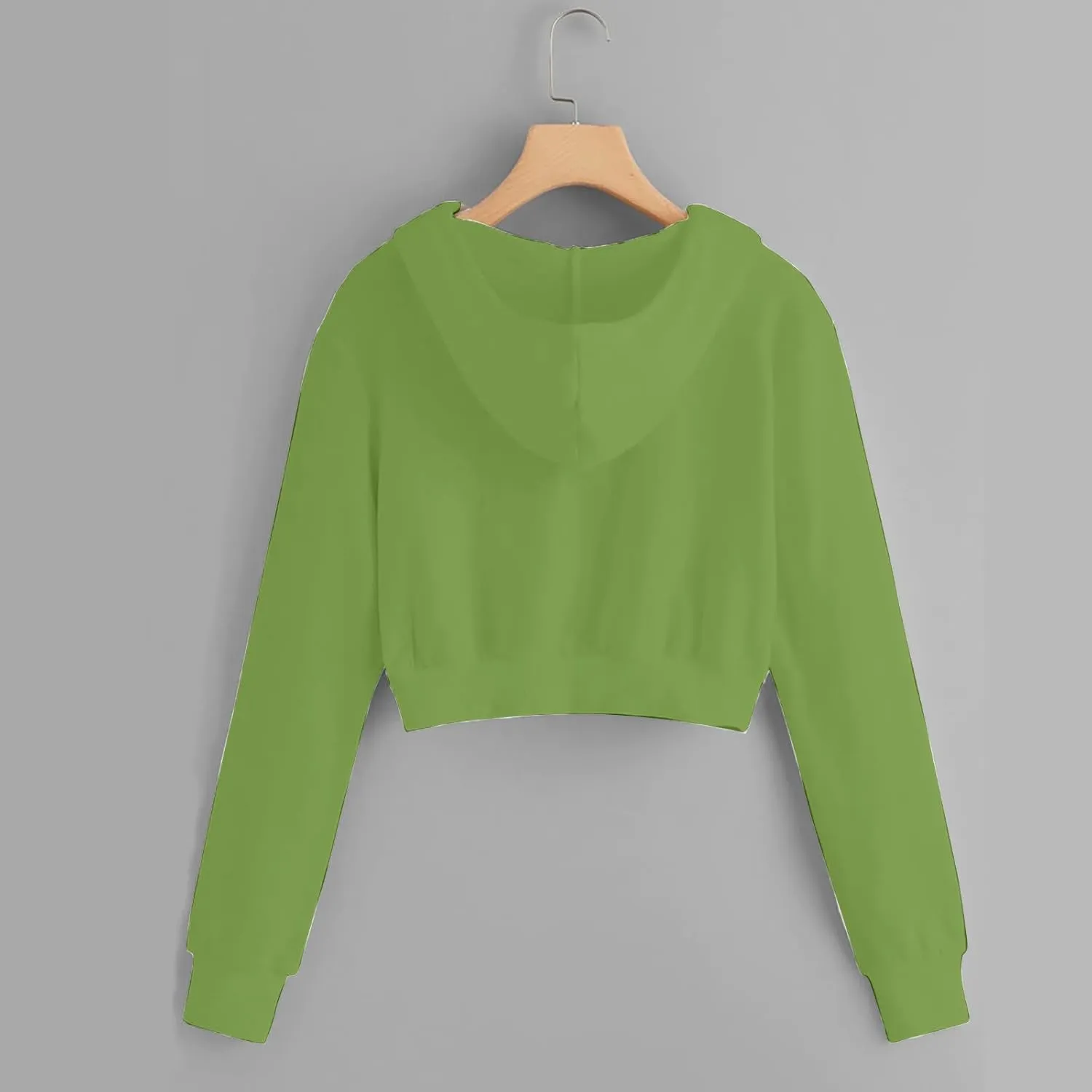 Akklian Women's Zip Cropped Sweatshirts Long Sleeve Drawstring Slim Fit Stylish Cute Teen Girl Hoodies Plus Size with Pockets