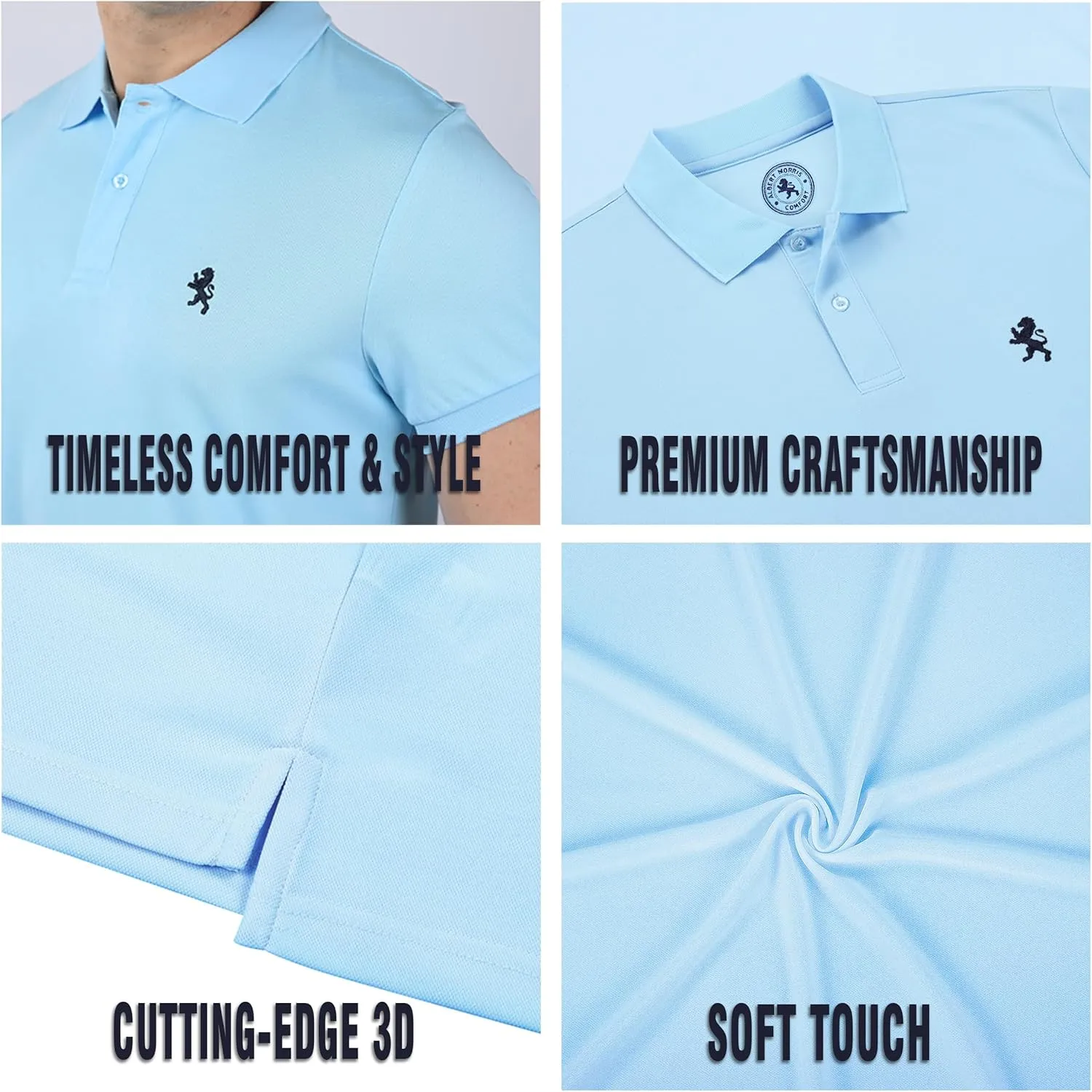 Albert Morris Mens Striped Short Sleeve Polo Shirts 4 Pack