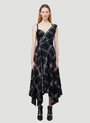 Alexander McQueen Asymmetric Checked Dress