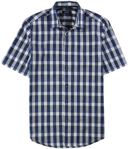 Alfani Mens Slim Fit Checked Button Up Shirt, TW1