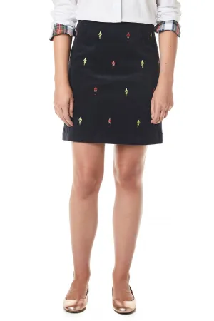 Ali Skirt Corduroy Nantucket Navy with Elves 19" Reversible design Casual Comfort Fit