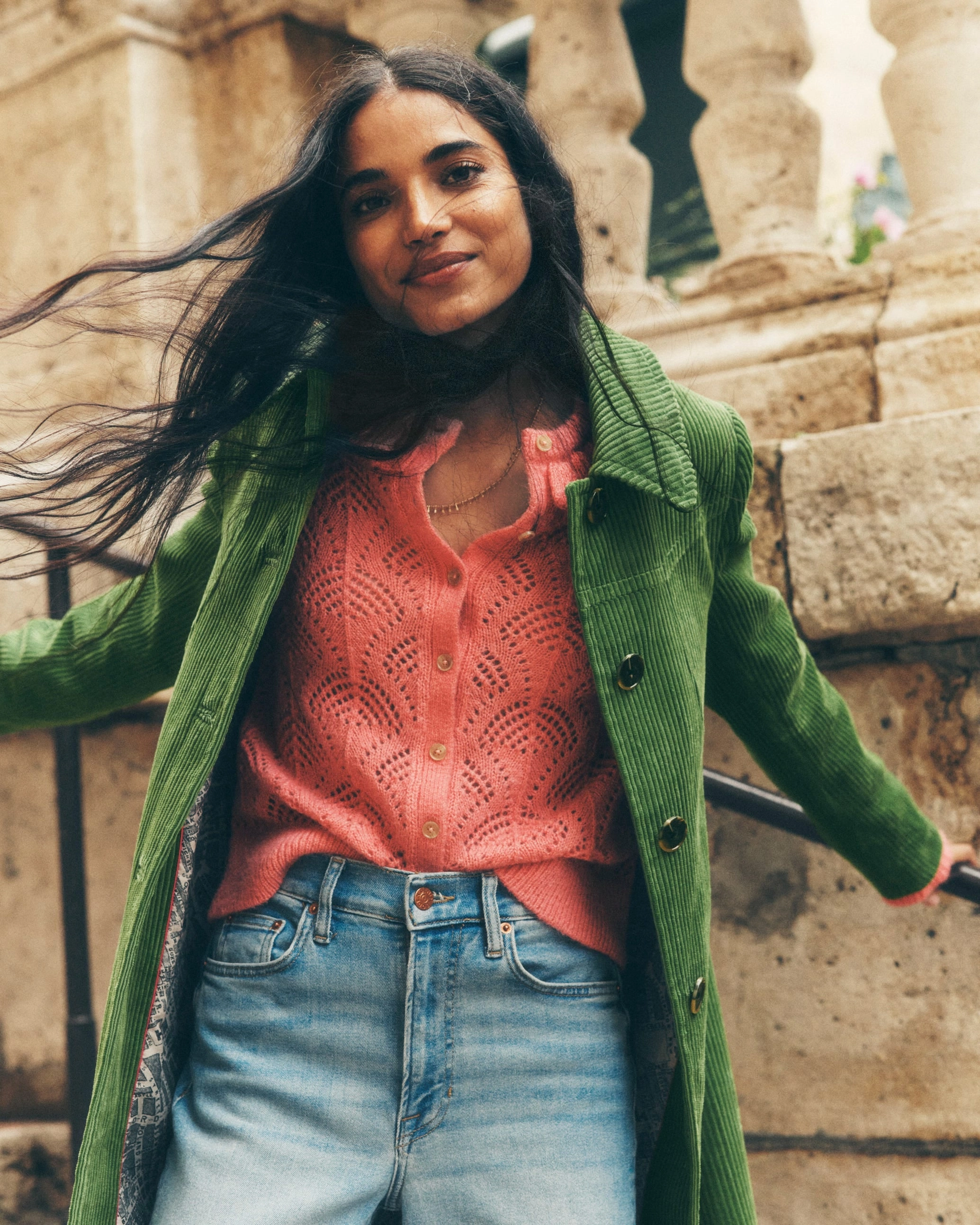 Zero Waste Production All Season Alice Fluffy Stitch Cardigan-Salmon Pink