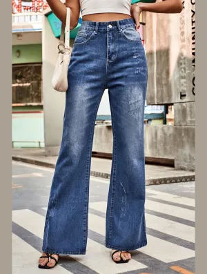 All-day Flex Fit Flex WOMEN FLARE WASHED DENIM PANTS CASUAL JEANS