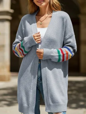 EcoFriendlyTexture Ribbed Neckline Casual patchwork knitted sweater