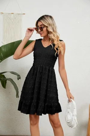 V NECK JACQUARD WEAVE SLEEVELESS DRESS Layering-Piece