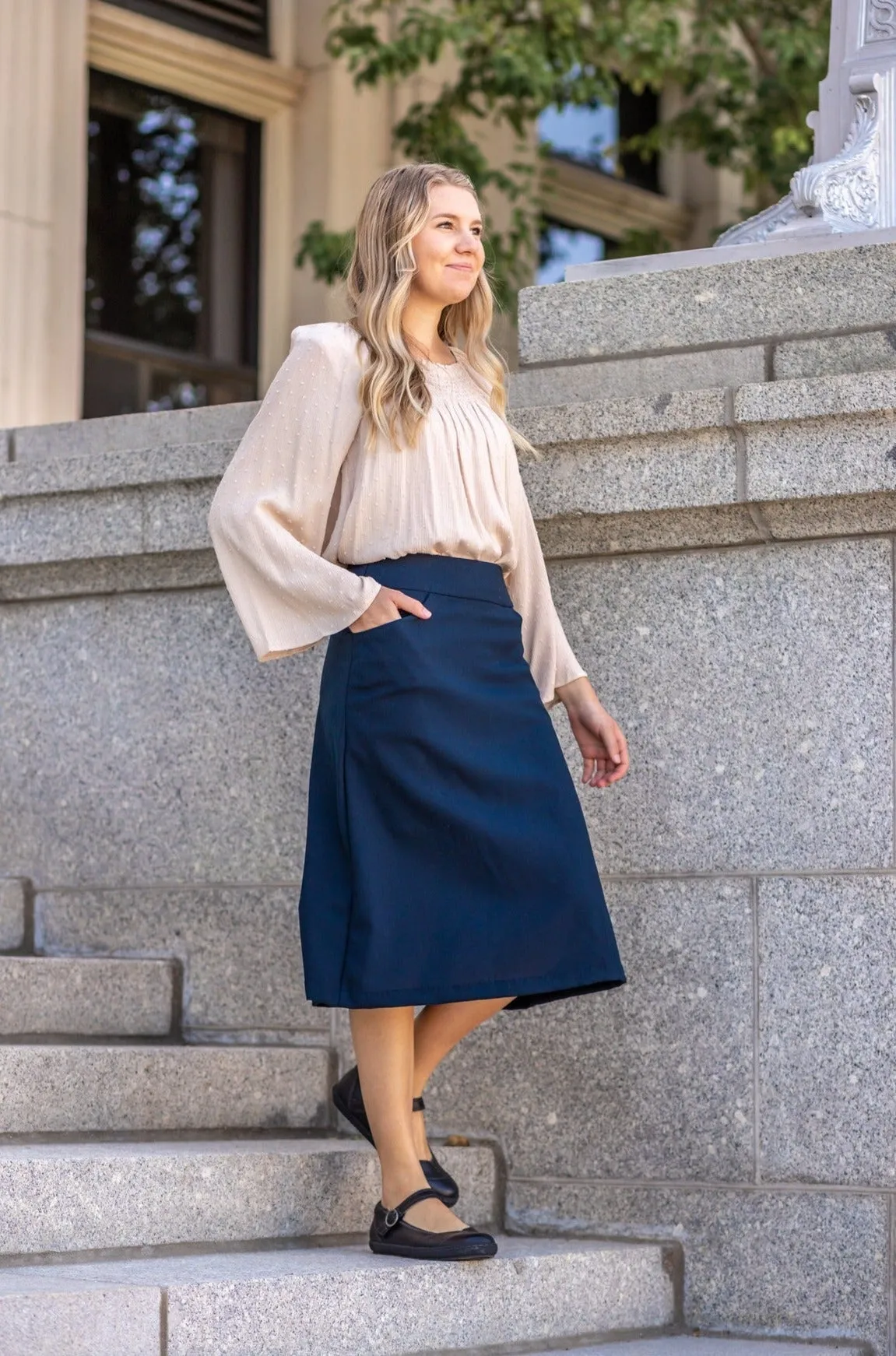 Neat Fit Department Store Style Jasmine Skirt Navy