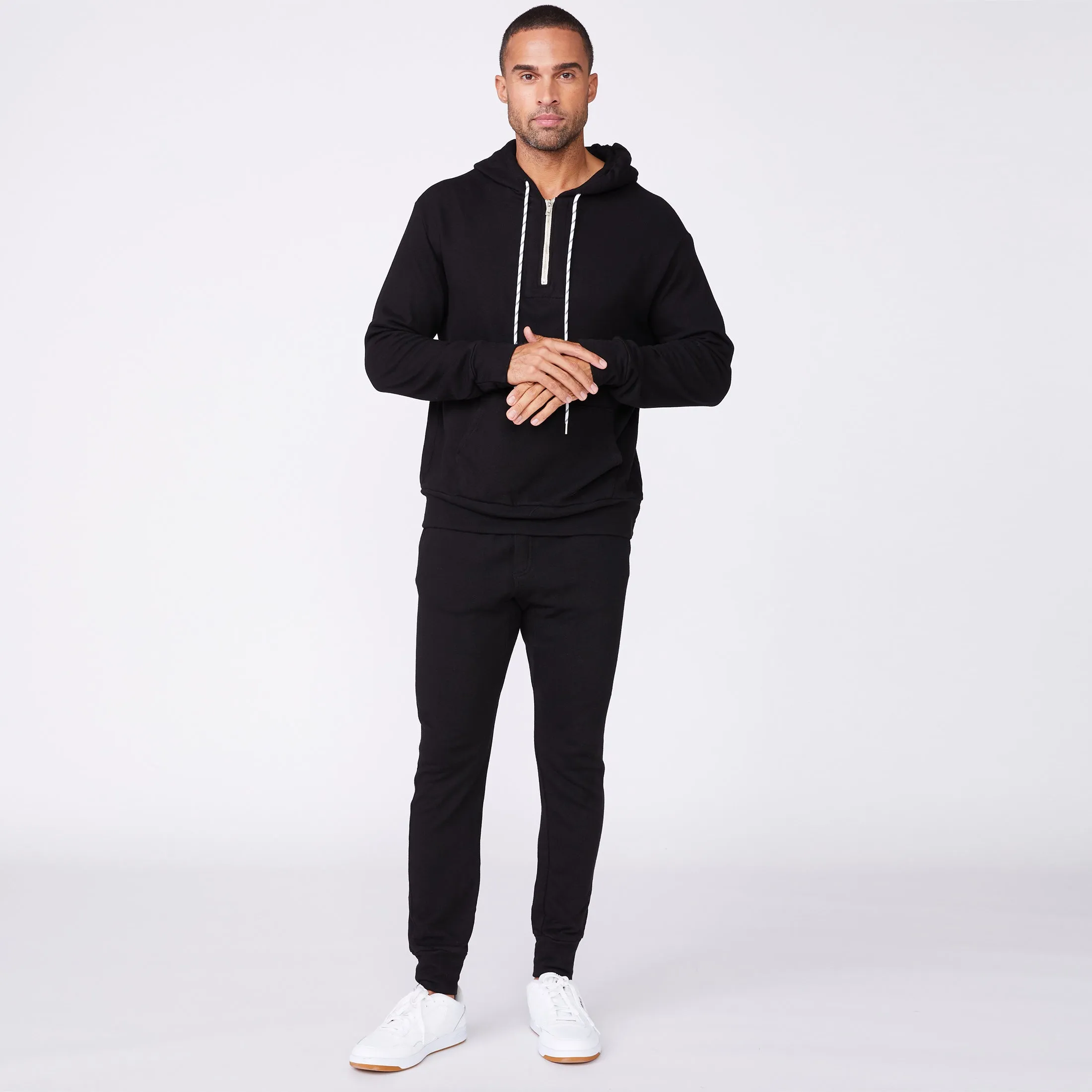 Bungee Cord Quarter Zip Hoody Convertible Design