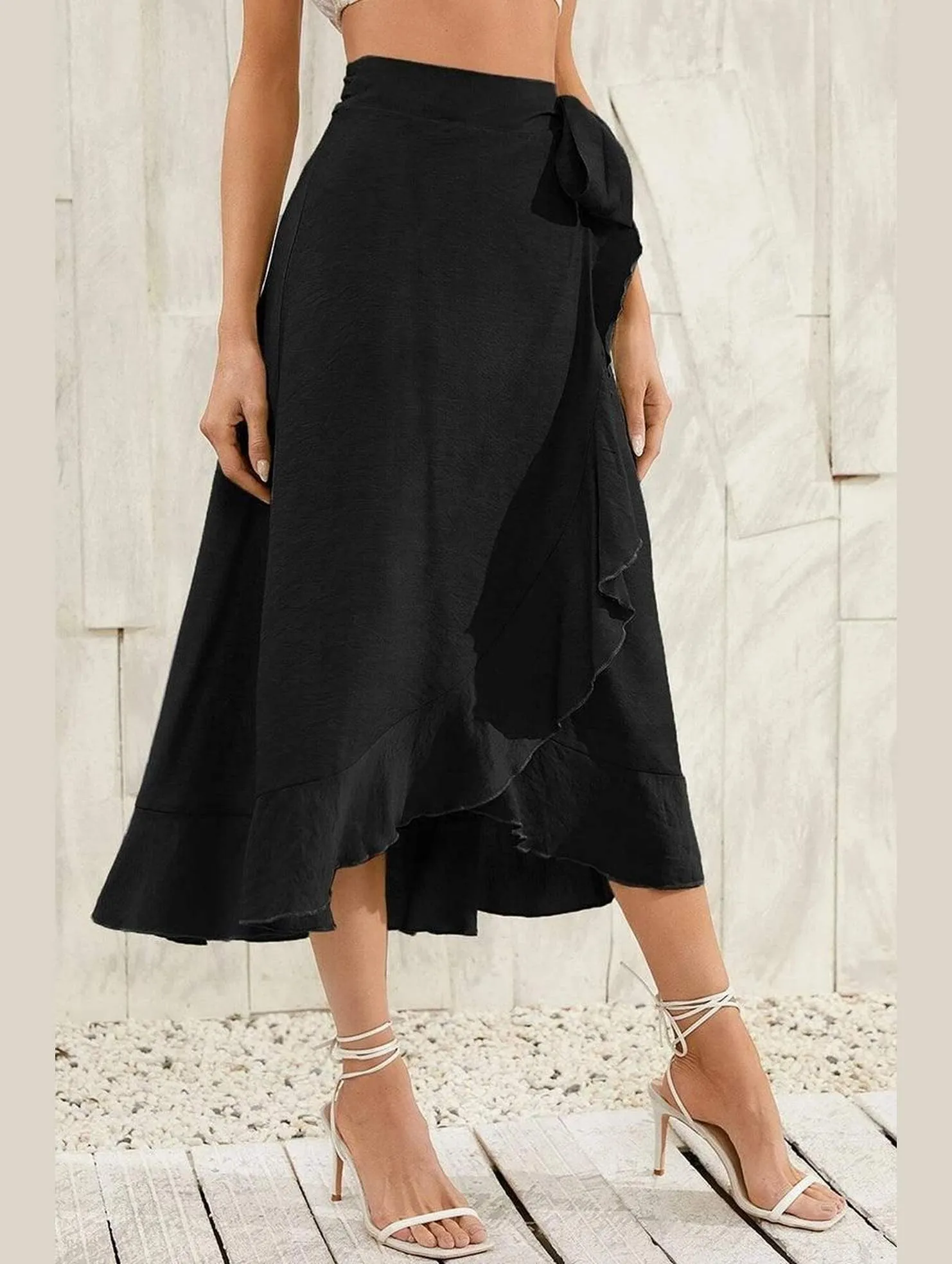 Move Easy TRENDY WOMEN RUFFLED EDGING LACE UP SKIRT