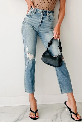 TaglessDesign Delphine Distressed Straight Leg Cello Jeans (Light)