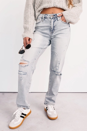 Meadow Mid Rise Judy Blue Boyfriend Jeans (Light) Fashion Fit