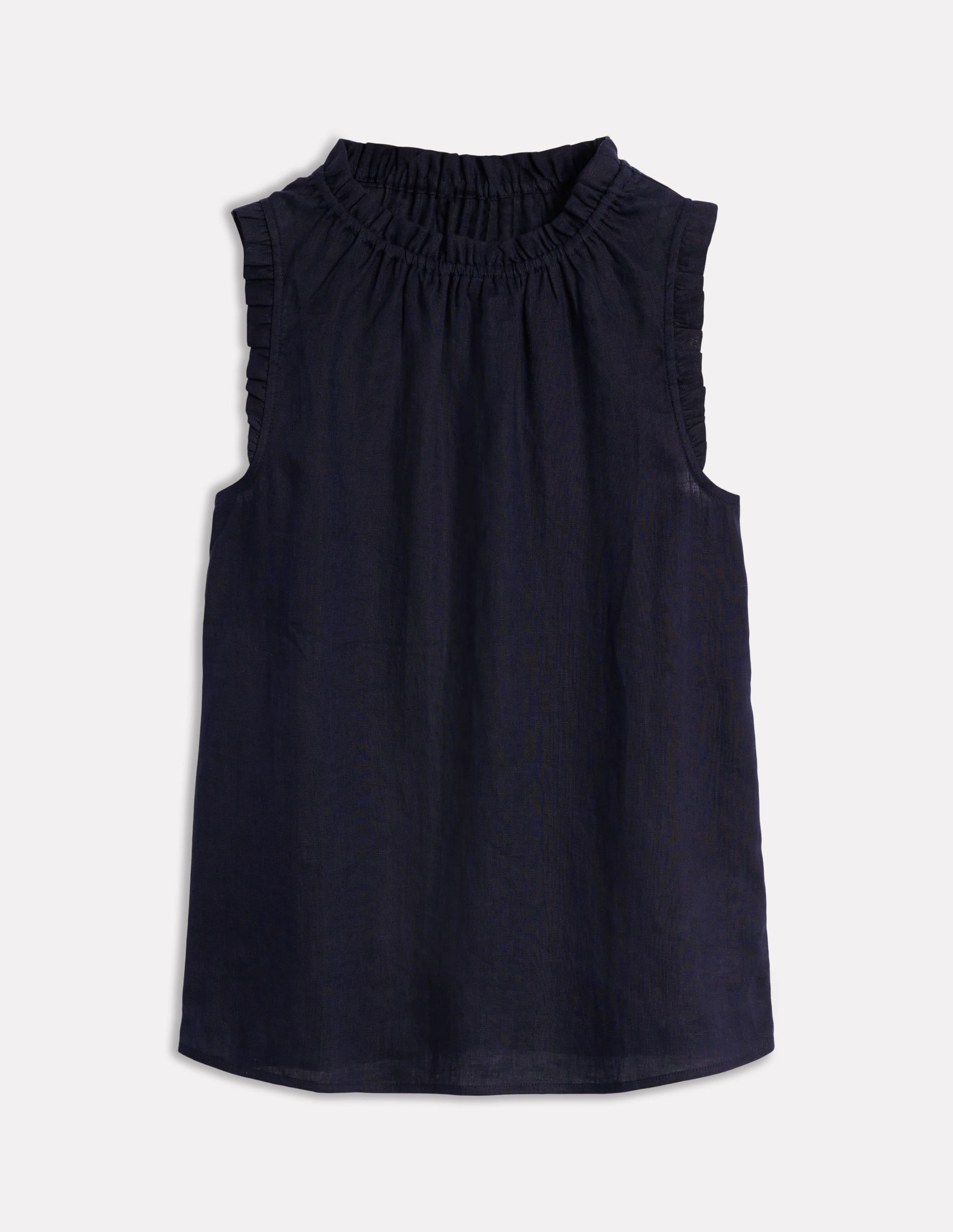 Sophie Ruffle Linen Top-Navy Zero Waste Cut Pattern