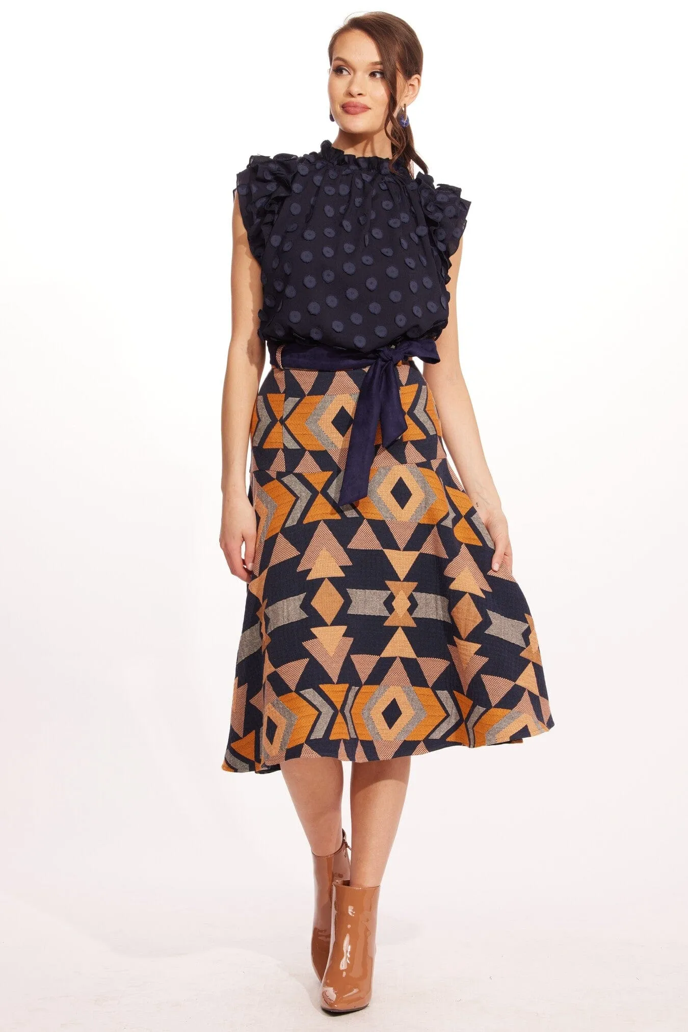 Allas Skirt ?C Polygon Denim style Luxury Feel