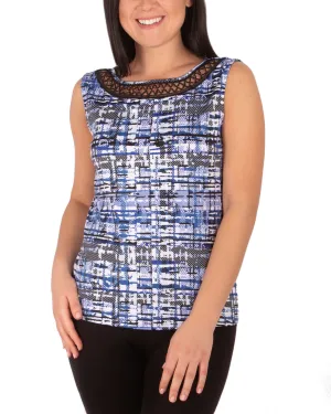 Sleeveless Top With Eyelet Collar EasyCare Fabric GarmentDyed
