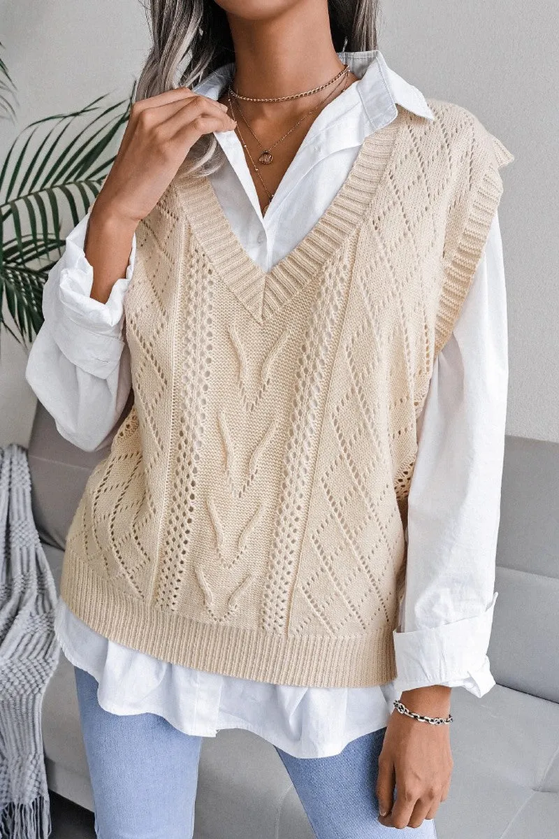 OdorResistant Technology WOMEN OVERSIZED LOOSE FIT RIBBED KNIT VEST
