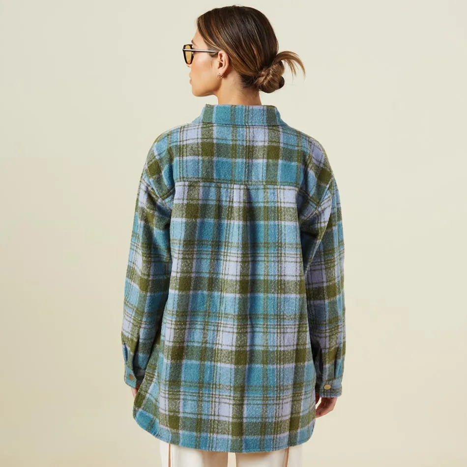 Plaid Shacket LowProfile Zipper FrenchTerryTexture