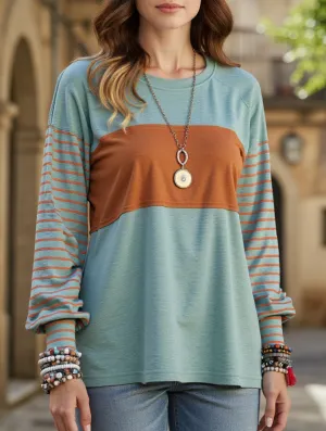 SweatGuard Lining Casual dress Countrycore Striped Contrast Long Sleeved T-Shirt