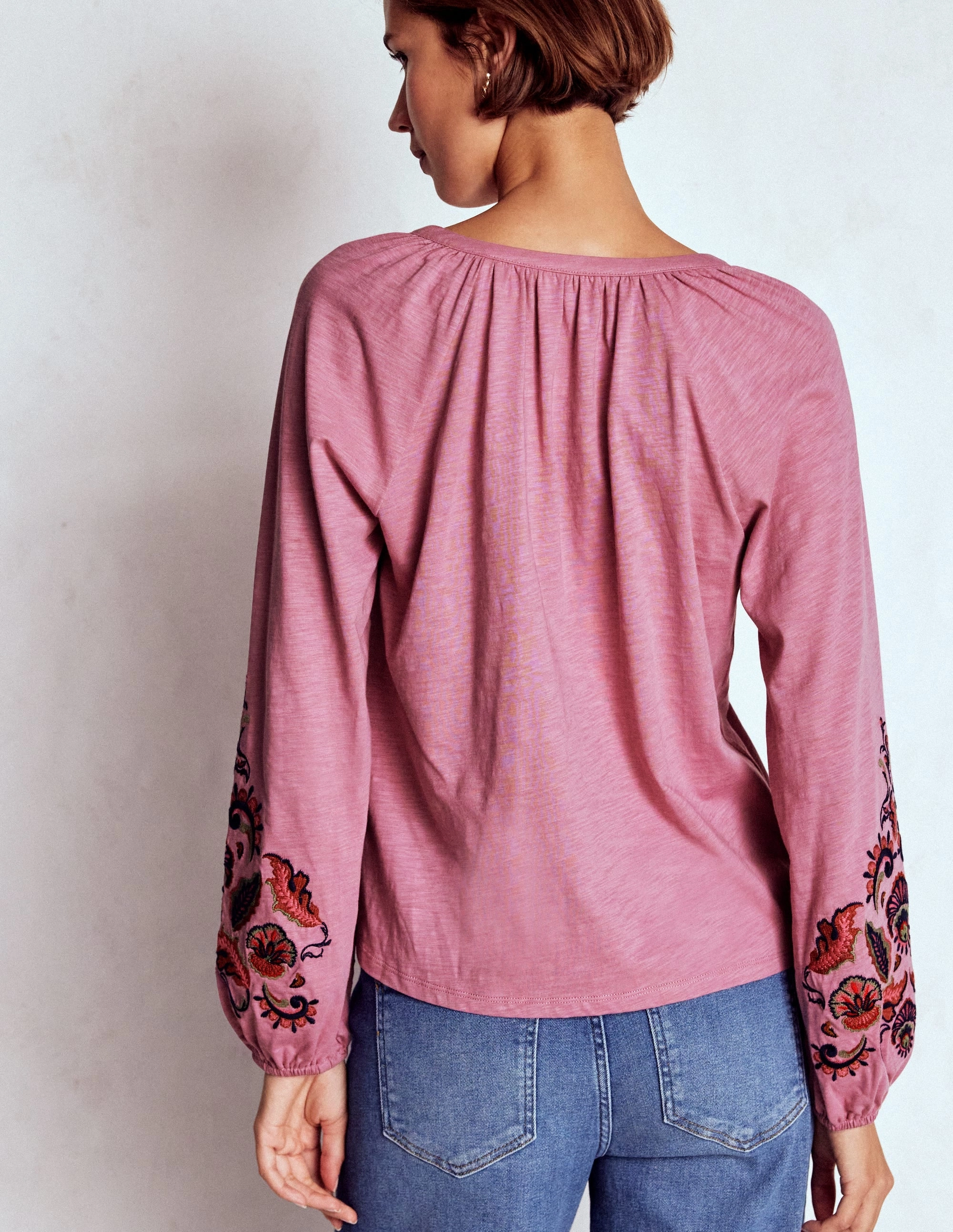 Alma Embroidered Shirt-Ash Rose Multi Panel Design