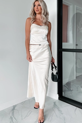 Always Delightful Satin Skirt (Cream) elastic waistband Essential Comfort Wear