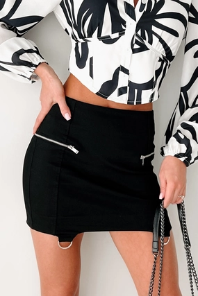 Trendy Cut Travel Essential Always In Control Hem Ring Mini Skirt (Black)