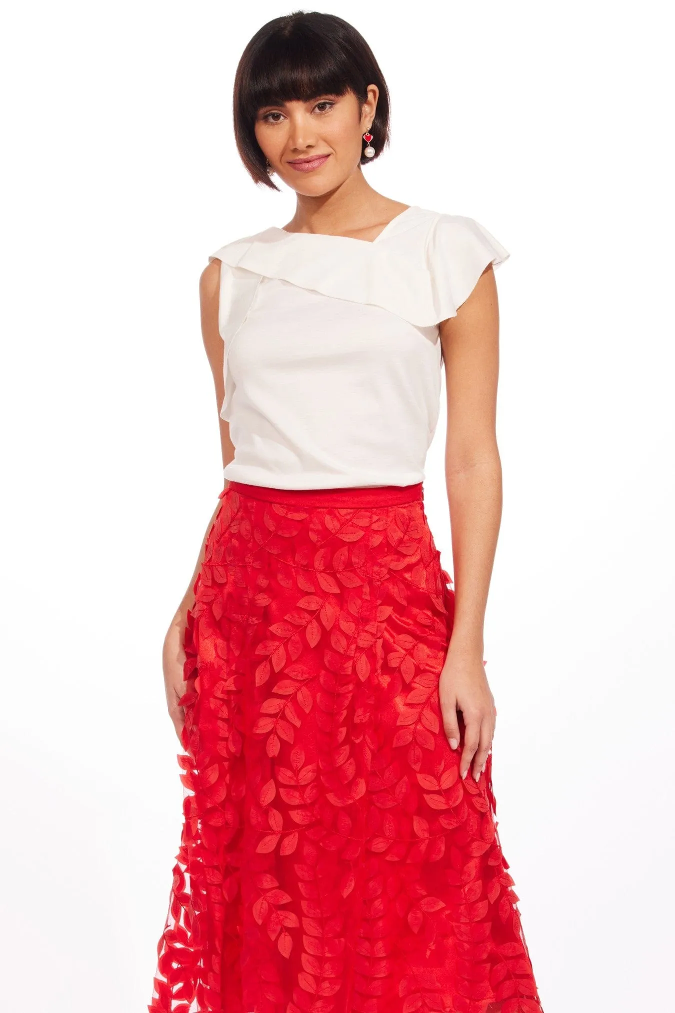 Amanda Skirt - Red Vine Moisture Wicking Textile lace accents