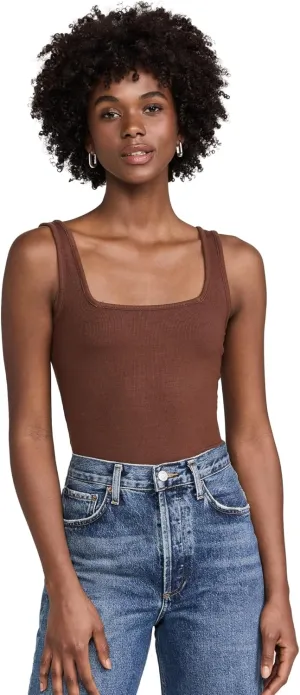 Ambitionist Women's Ribbed Square Neck Tank Bodysuit