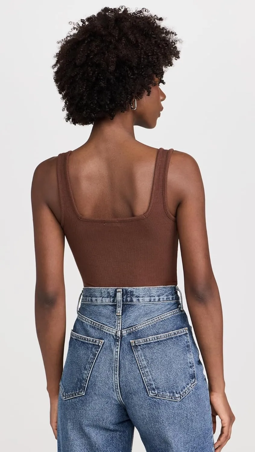 Ambitionist Women's Ribbed Square Neck Tank Bodysuit