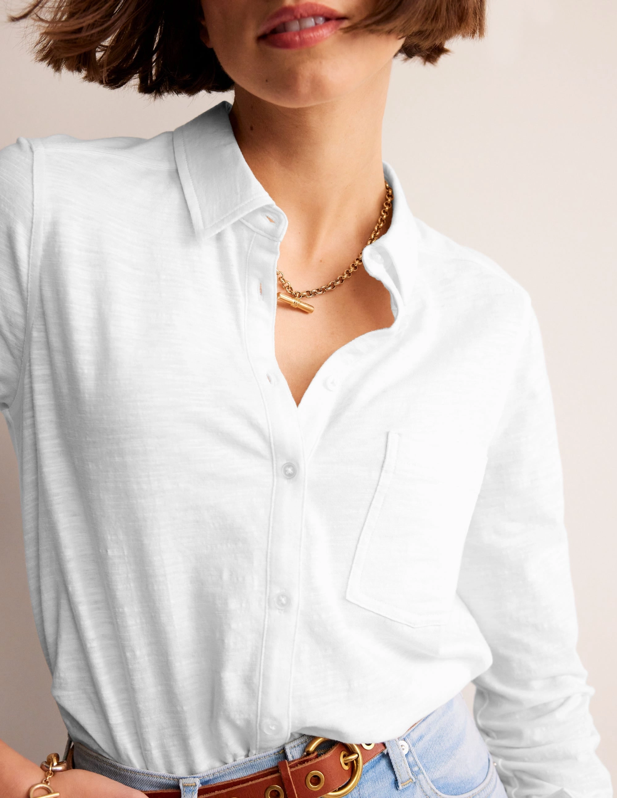 Fade Resistant Dye Stylish T-shirt Amelia Jersey Shirt-White