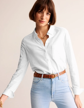 Amelia Jersey Shirt-White Low Profile Waistband Integration