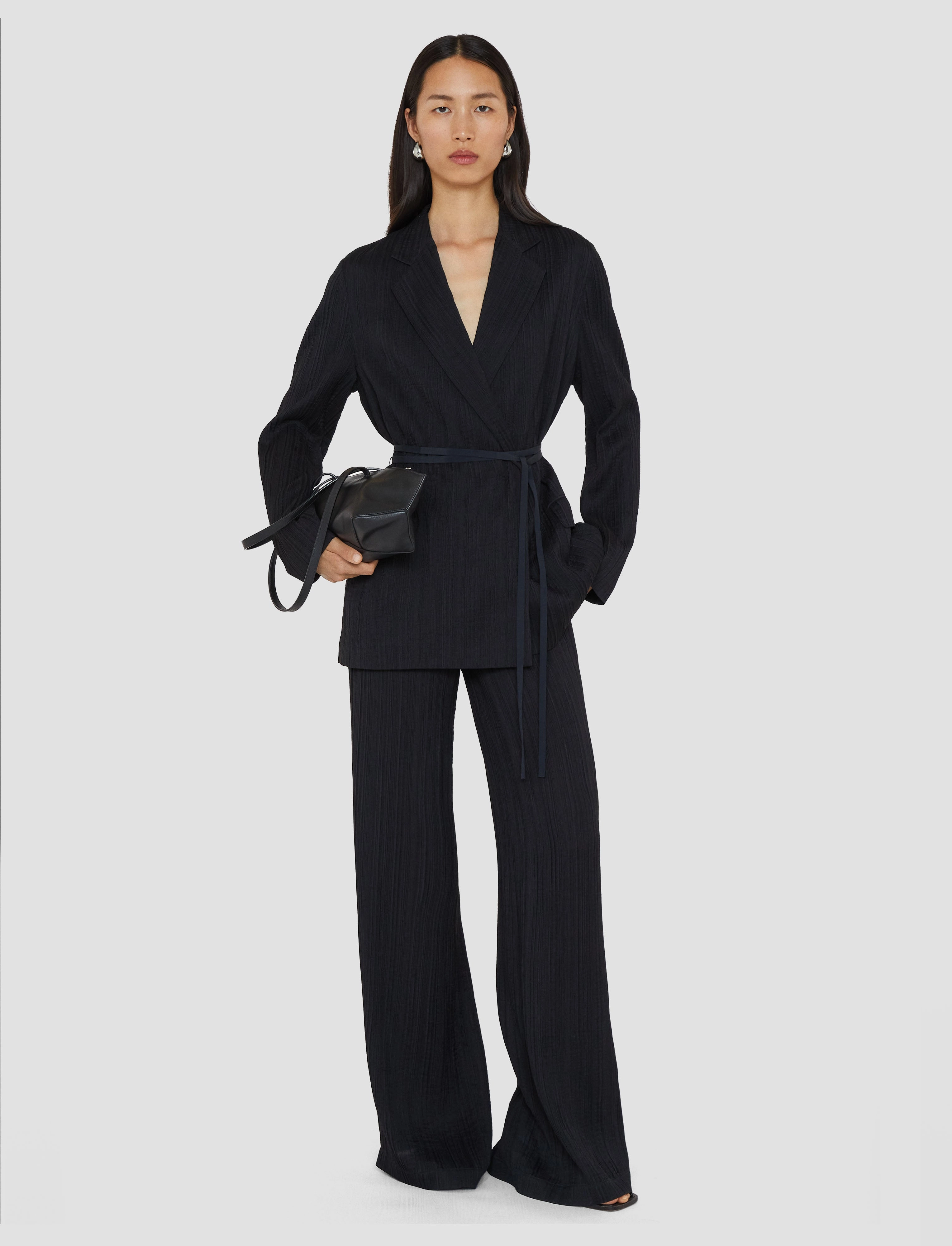 Amelot Pleat Jacquard Jacket Versatile Piece Noise Reducing Fabric