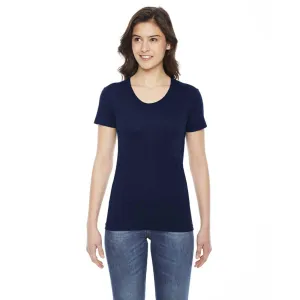 American Apparel Women's Navy Poly-Cotton Short-Sleeve Crewneck
