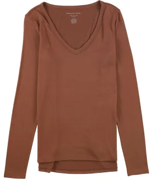 American Eagle Womens Ribbed Solid Pullover Blouse