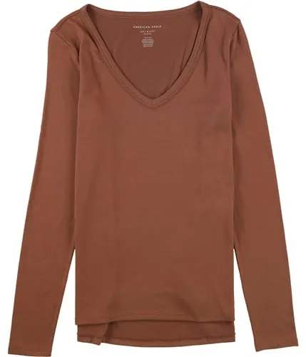 American Eagle Womens Ribbed Solid Pullover Blouse