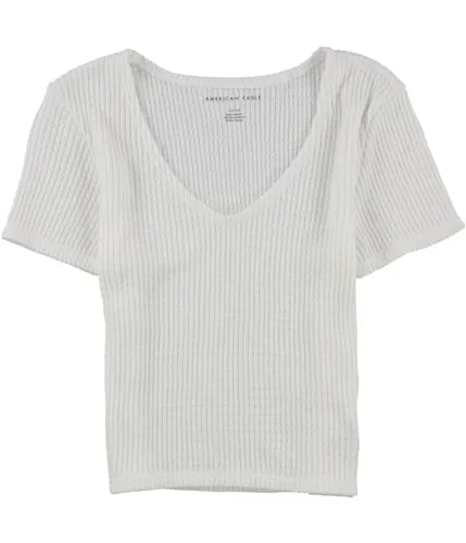 American Eagle Womens Solid Crop Top Blouse, TW4