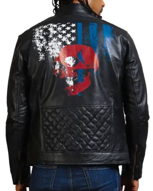 American Flag Skull Leather Jacket