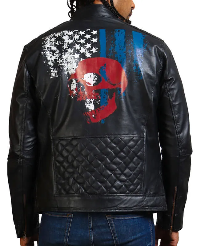 American Flag Skull Leather Jacket