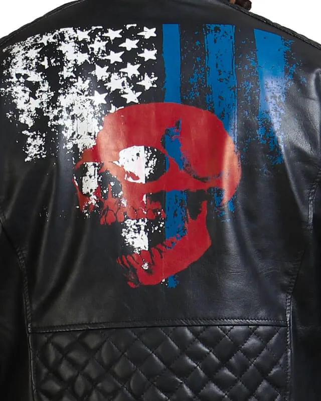 American Flag Skull Leather Jacket