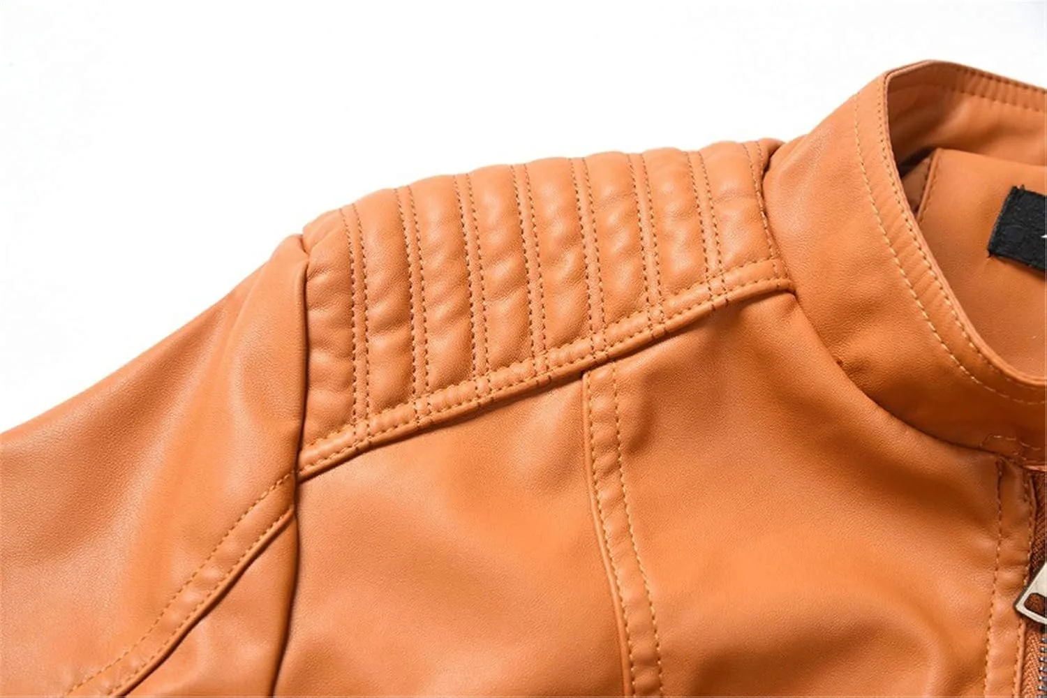 Andongnywell Women's Leather Moto Bomber Biker Jacket Faux Leather Short Jacket Coat Slim Zip Up Jacket