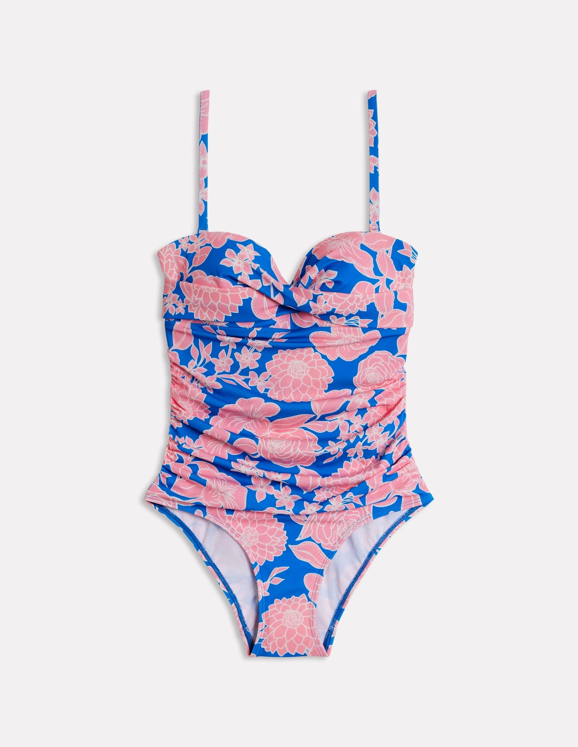 Andros Twist Front Swimsuit-Indigo Bunting, Blossom Compression Panels Subtle Glow