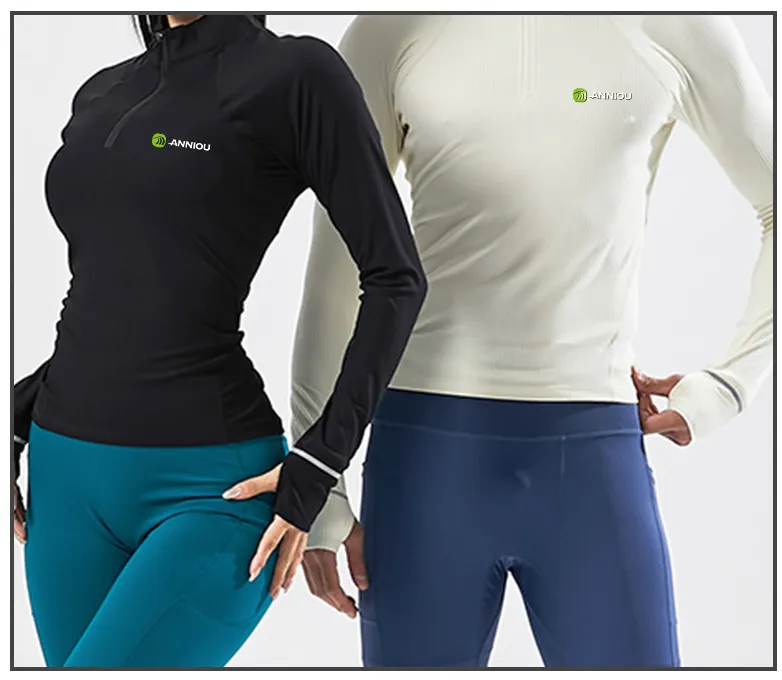 Anniou Unisex Half-zip Long-sleeved Sports Sweatshirt