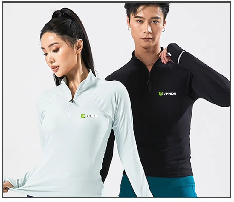 Anniou Unisex Half-zip Long-sleeved Sports Sweatshirt