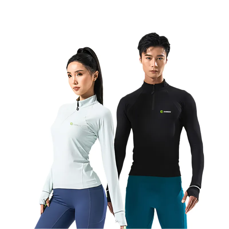 Anniou Unisex Half-zip Long-sleeved Sports Sweatshirt