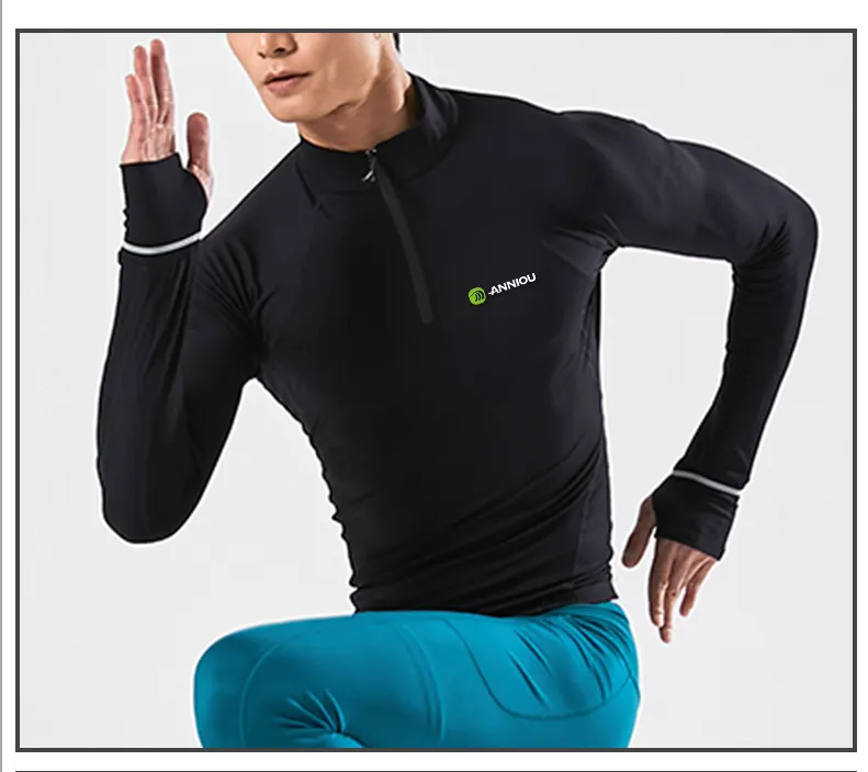 Anniou Unisex Half-zip Long-sleeved Sports Sweatshirt