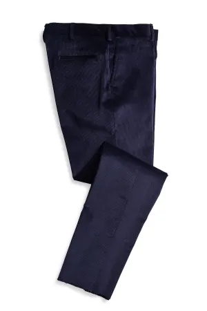 Men's English Stretch Cord Pant Navy Casual Chic Look Wrinklefree