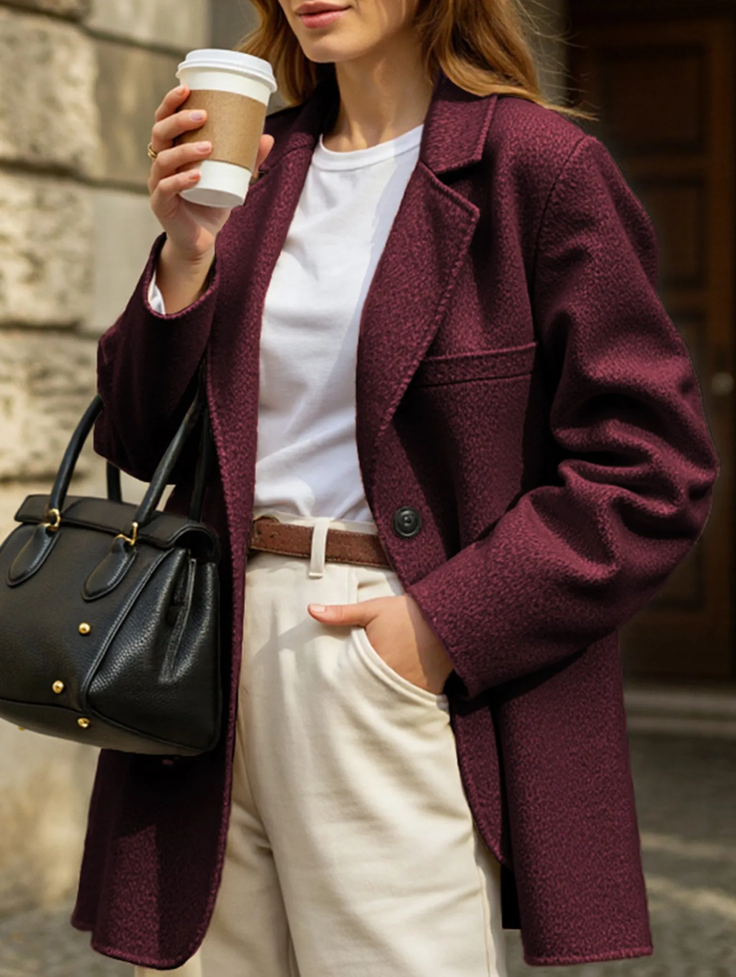 casual top Quick Access Pockets Casual solid color suit jacket