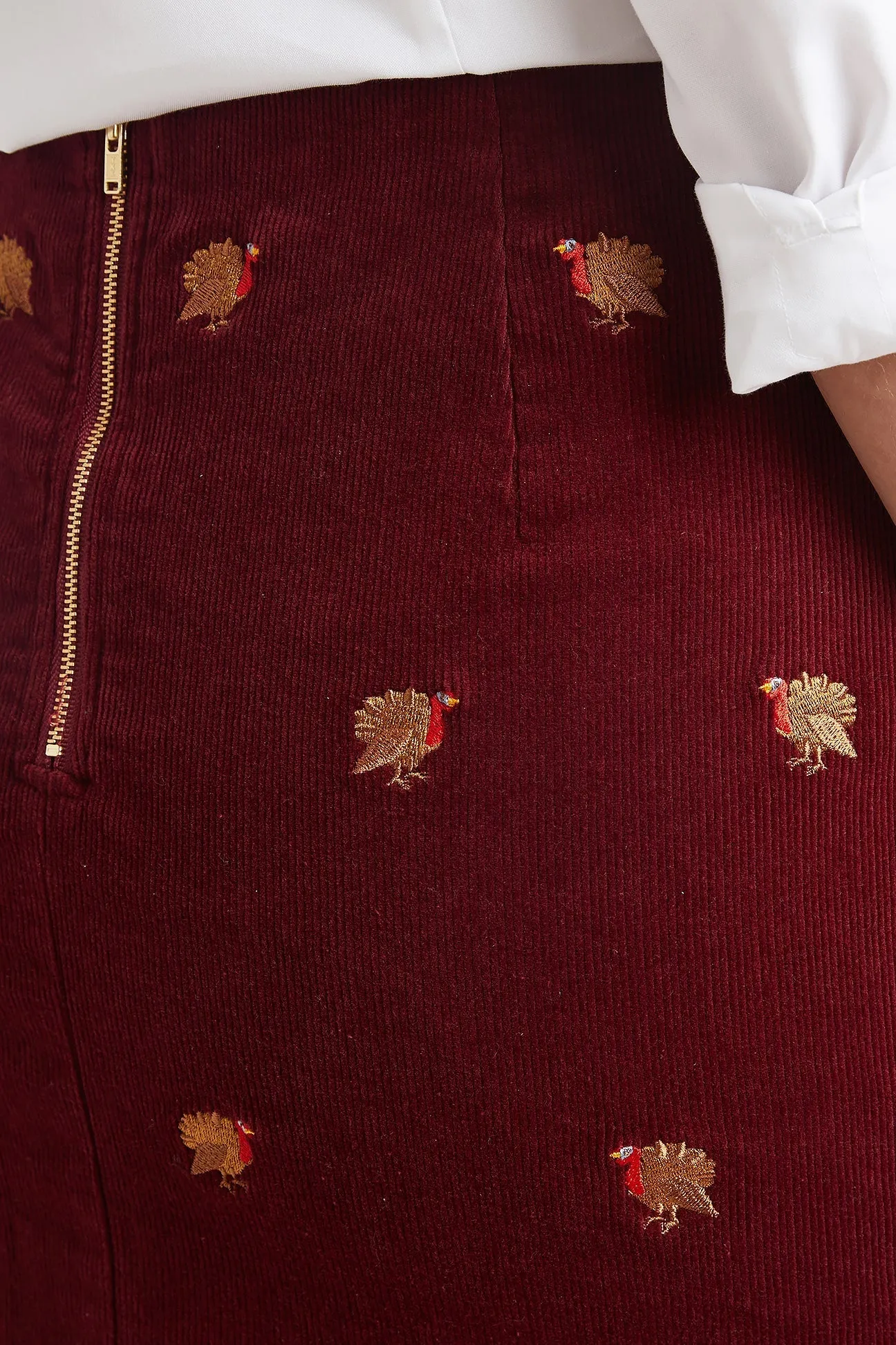 Contoured Panel Design Ali Skirt Corduroy Merlot with Turkey